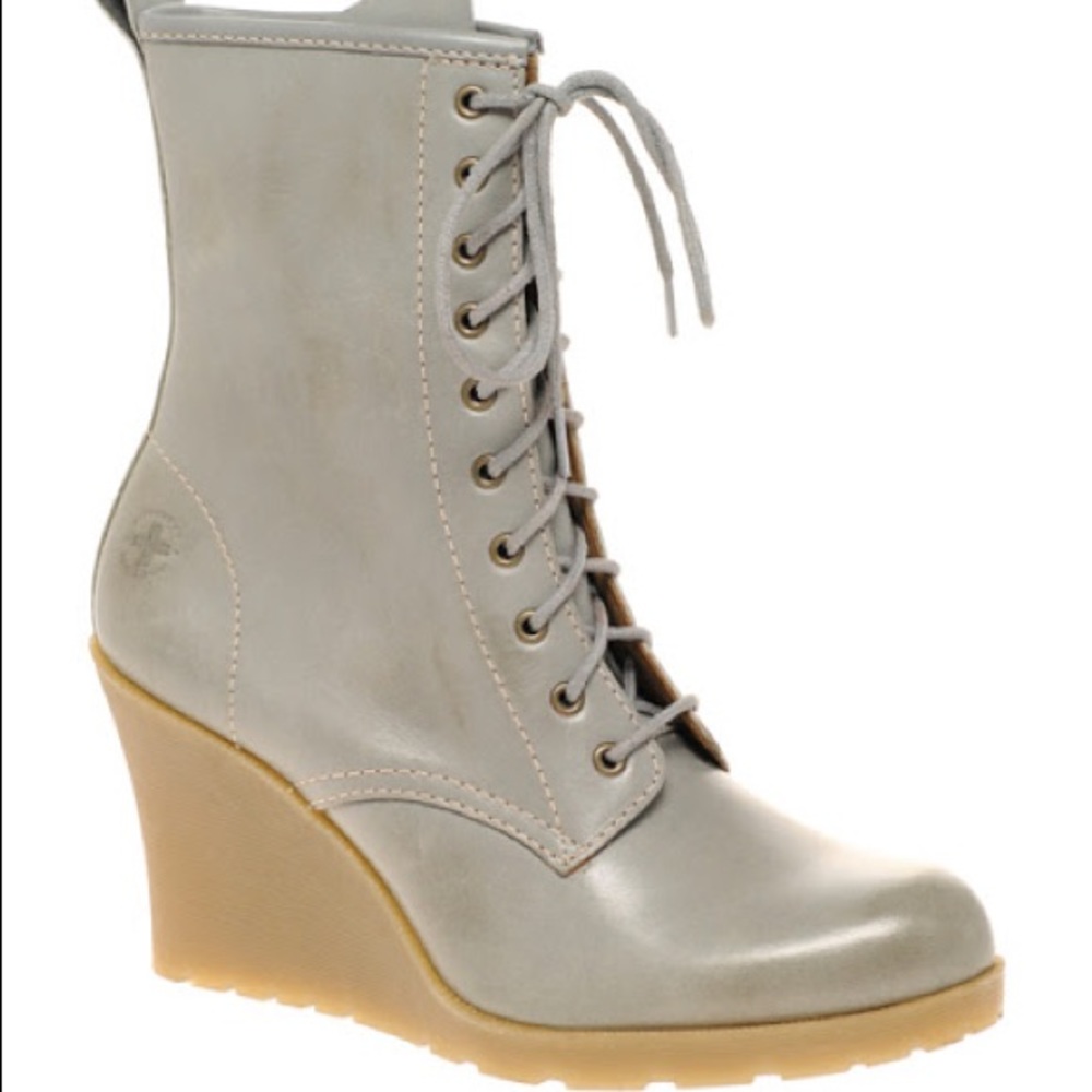 DR. MARTENS Gray Marcie Leather Boots